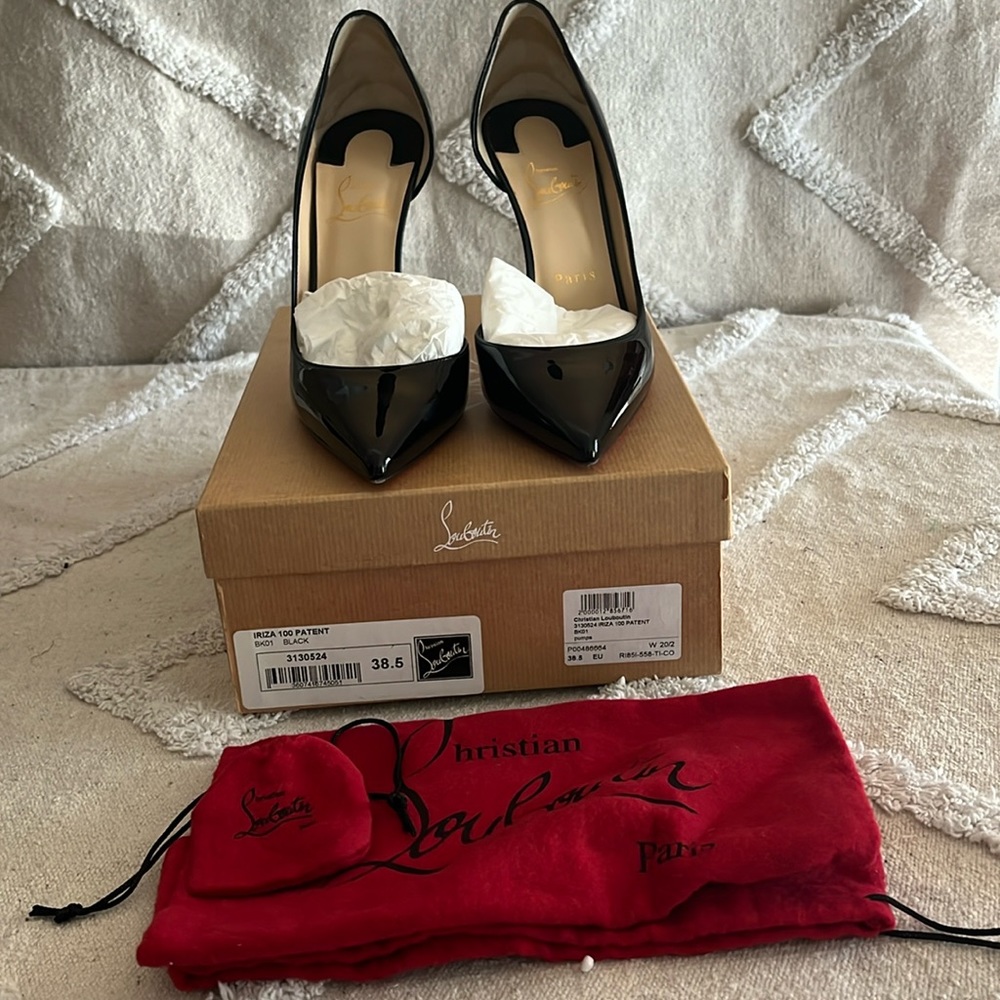 Christian Louboutin Black Patent Pointed-Toe Pumps